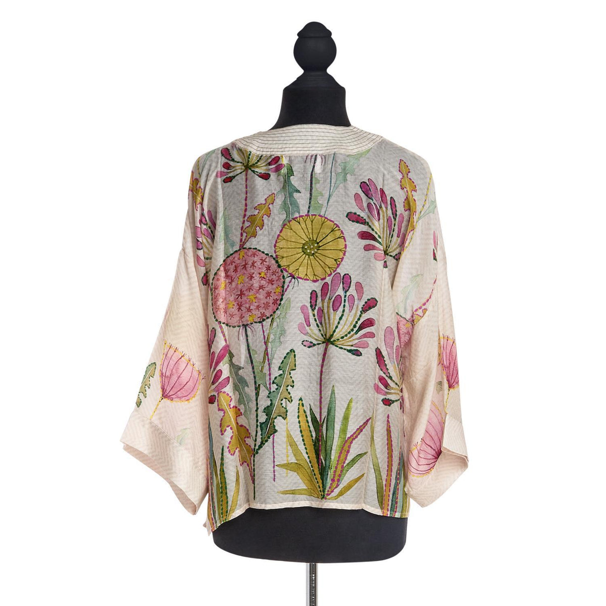 Design Shop Pop Flowers Pink Short Kimono - Viscose/Modal