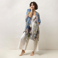 Design Shop Daisy Cornflower Blue Long Kimono - Viscose/Modal
