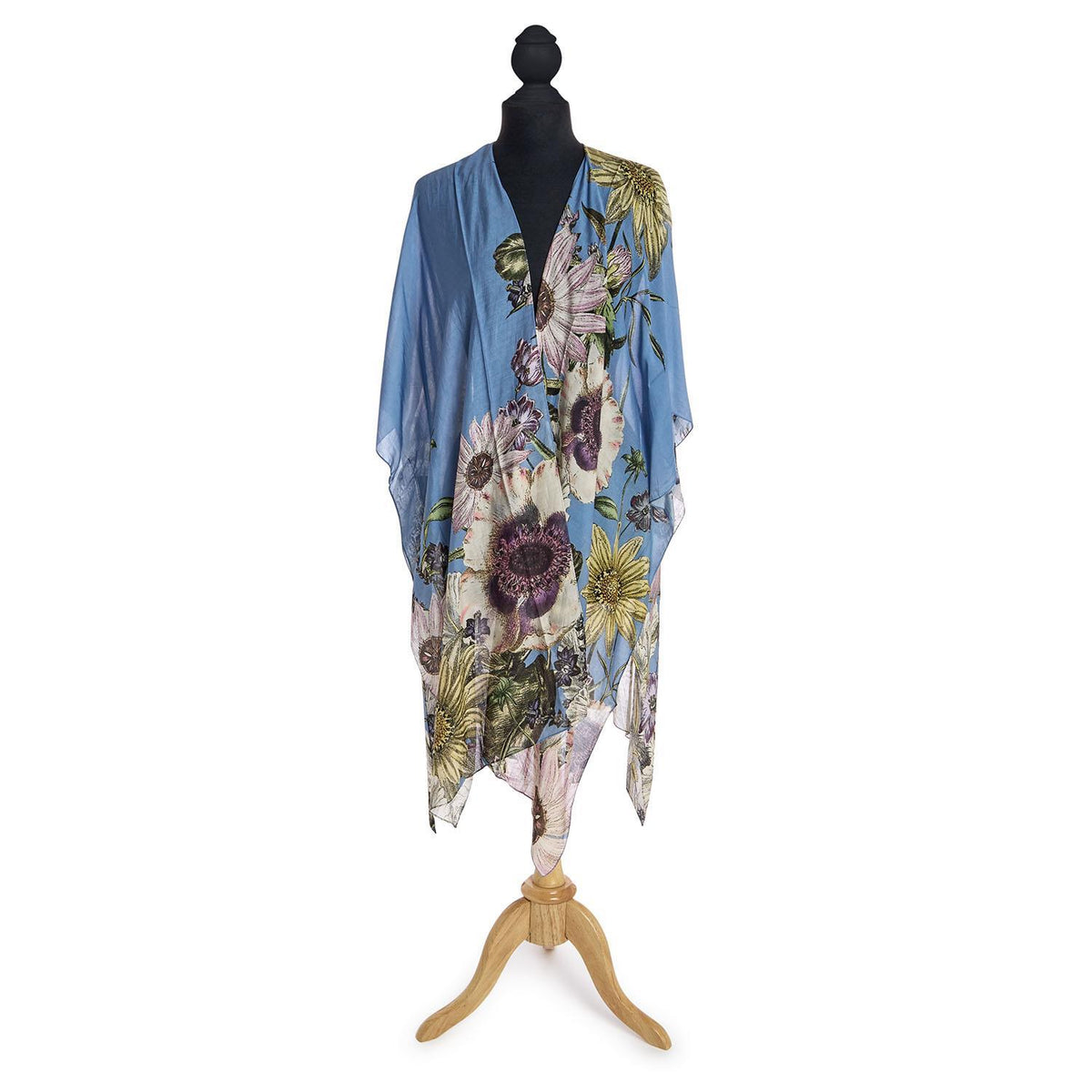 Design Shop Daisy Cornflower Blue Long Kimono - Viscose/Modal