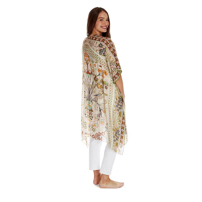 Design Shop FLoral Arch Print Long Kimono - Viscose/Modal