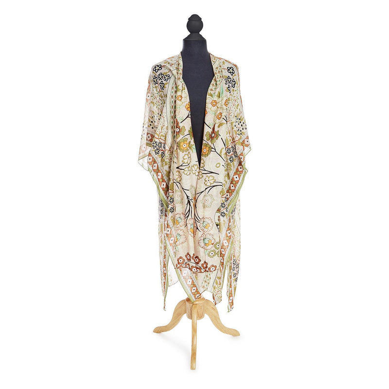 Design Shop FLoral Arch Print Long Kimono - Viscose/Modal