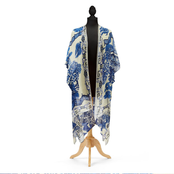 Design Shop Giant Willow Blue Long Kimono - Viscose/Modal