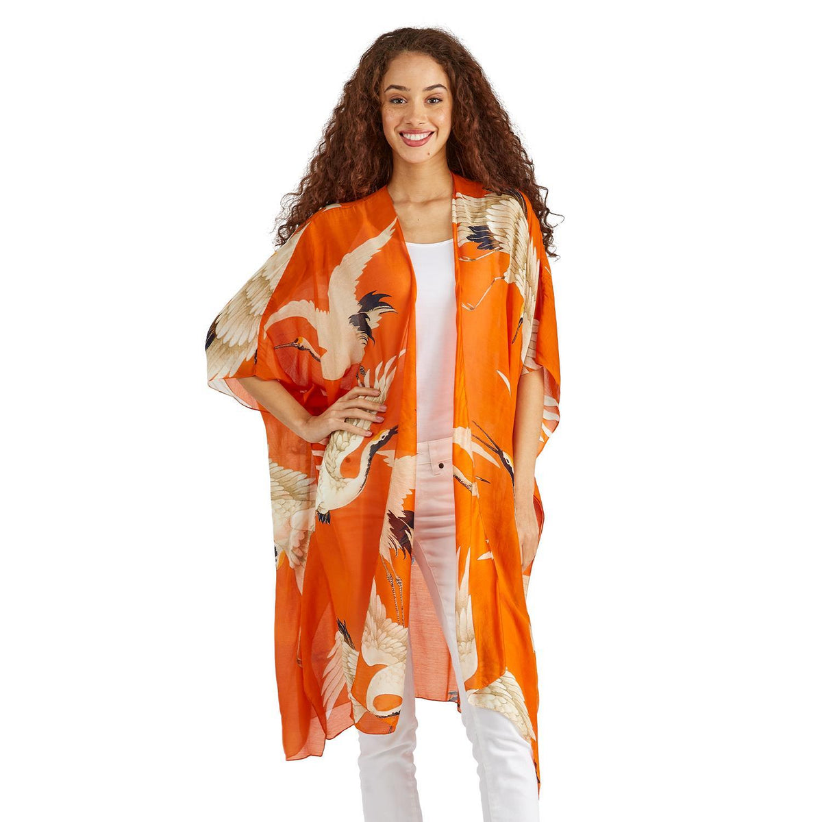 Design Shop Tangerine Heron Long Kimono