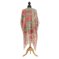 Design Shop Handkerchief Print Coral Long Kimono