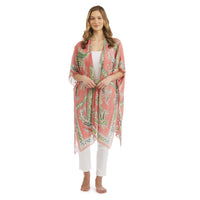 Design Shop Handkerchief Print Coral Long Kimono