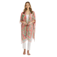 Design Shop Handkerchief Print Coral Long Kimono