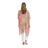 Design Shop Handkerchief Print Coral Long Kimono