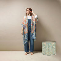 Design Shop Indian Summer Blue Print Long Kimono - Viscose/Modal