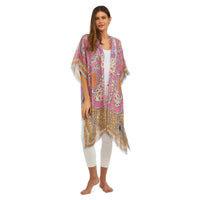 Design Shop Indian Summer Pink Long Kimono - Viscose/Modal