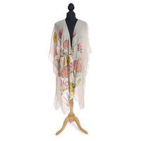Design Shop Pop Flowers Pink Long Kimono - Viscose/Modal