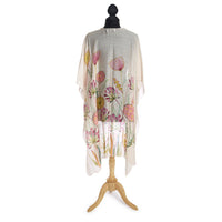 Design Shop Pop Flowers Pink Long Kimono - Viscose/Modal