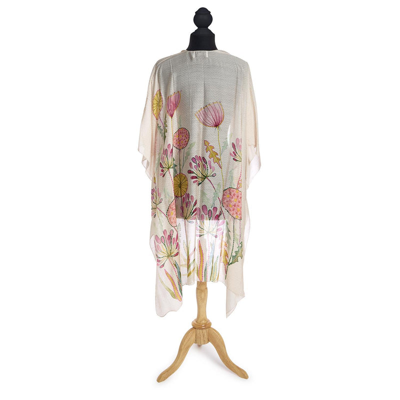 Design Shop Pop Flowers Pink Long Kimono - Viscose/Modal
