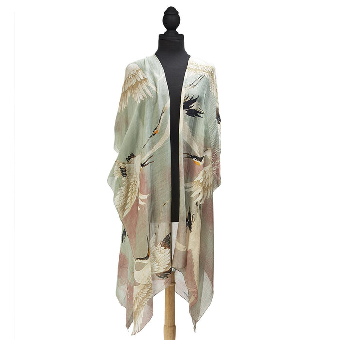 Design Shop Aqua Heron Long Kimono