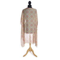 Design Shop Vintage Tiles Pink Long Kimono - Viscose/Modal