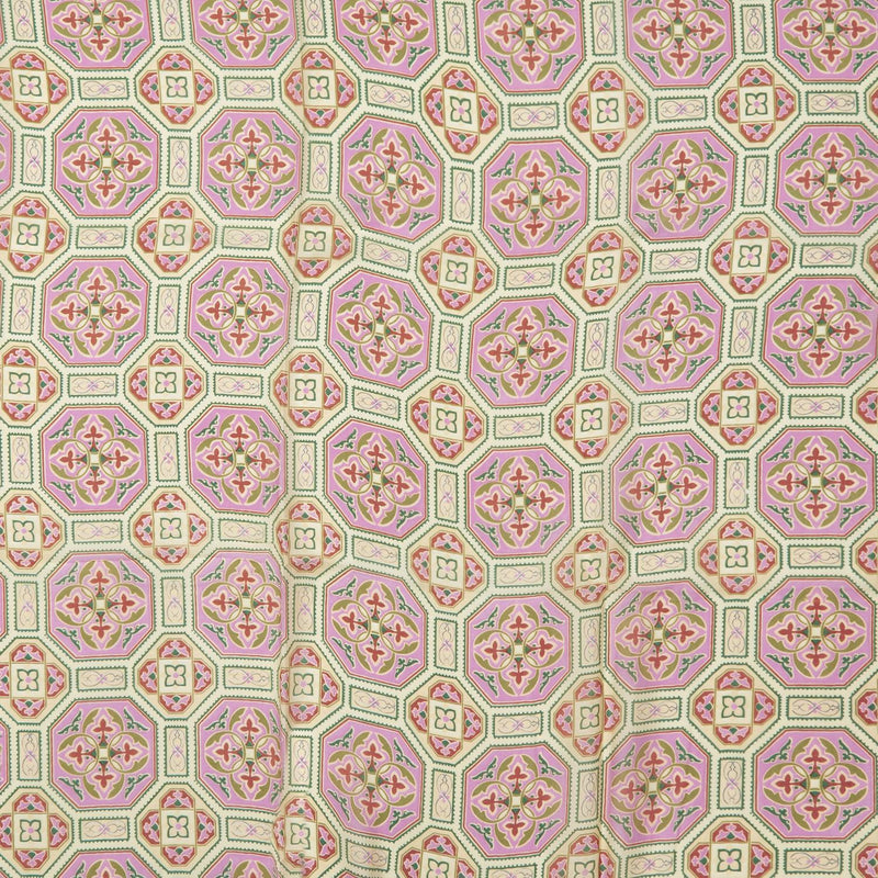 Design Shop Vintage Tiles Pink Long Kimono - Viscose/Modal