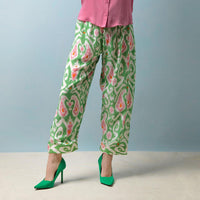 Design Shop Ikat Print Green Lounge Pant w/Drawstring Closure - Viscose