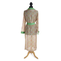 Design Shop Vintage Tiles Pink Robe Gown w/Removable Waist Tie Closure - Viscose/Modal