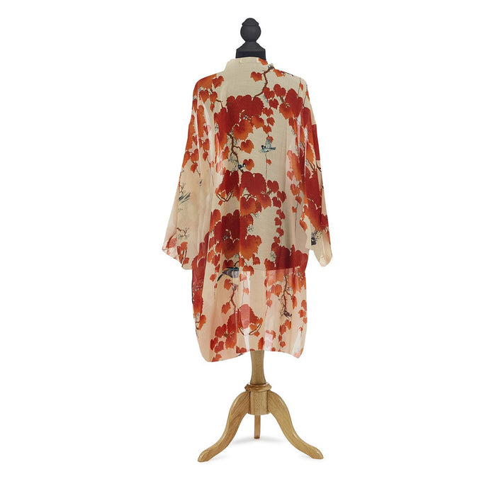 Design Shop Blossom Branch Print Red Cardigan - Viscose/Modal
