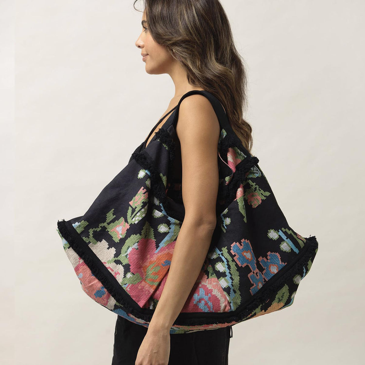 Design Shop Woven Flower Slouch Bag - Cotton