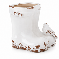 Design Shop White Garden Boots Bird Vase 8.74"