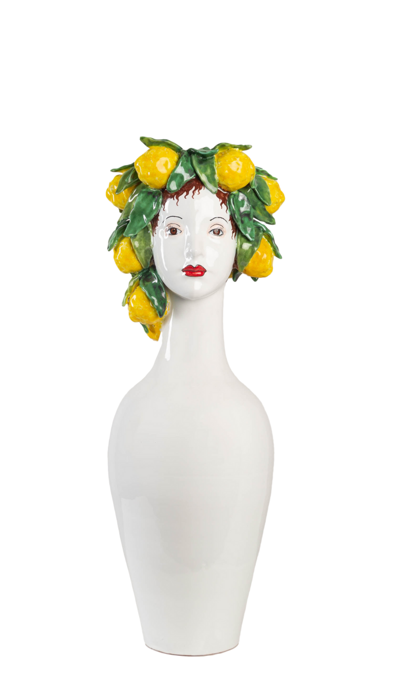 Abigails Tall Ceramic Head Vase, Lemon