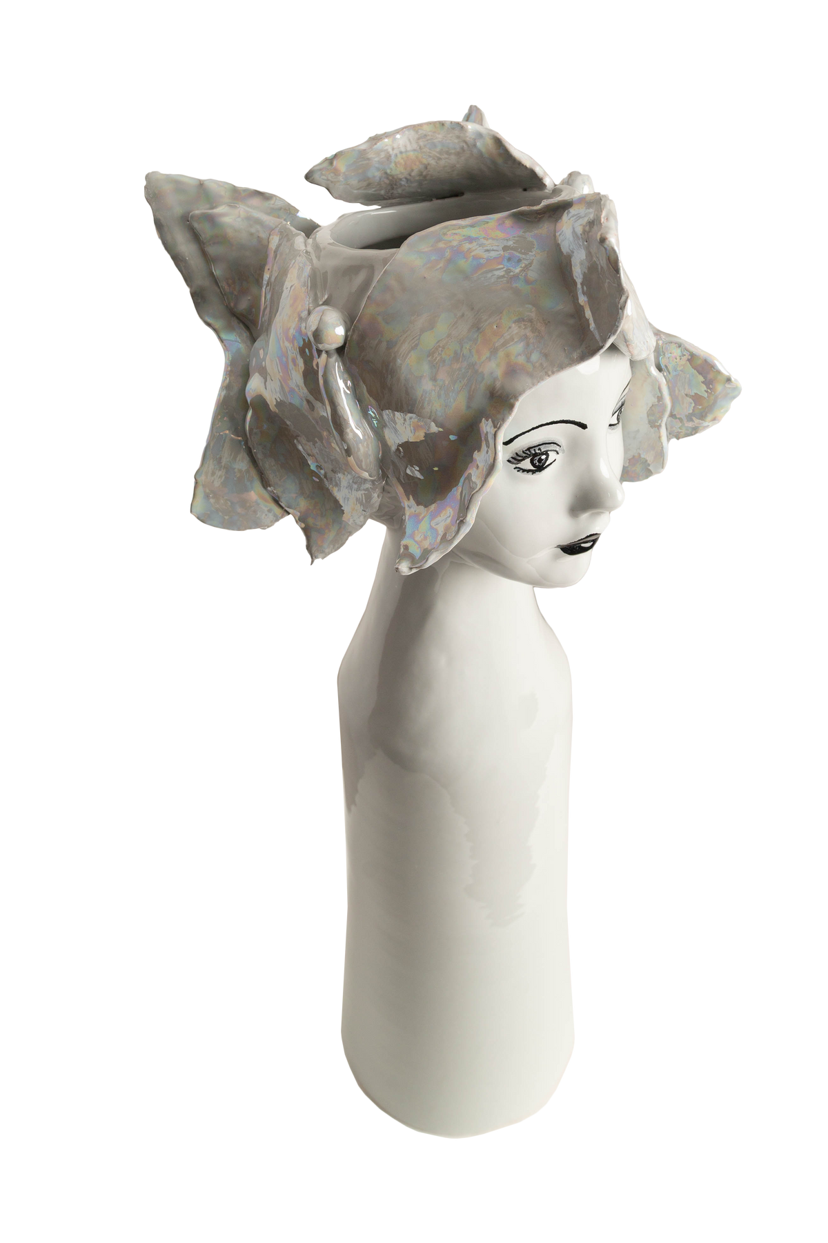 Abigails Tall Ceramic Head Vase, Butterflies