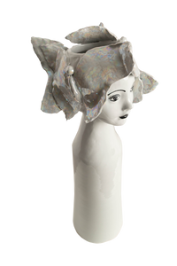 Abigails Tall Ceramic Head Vase, Butterflies