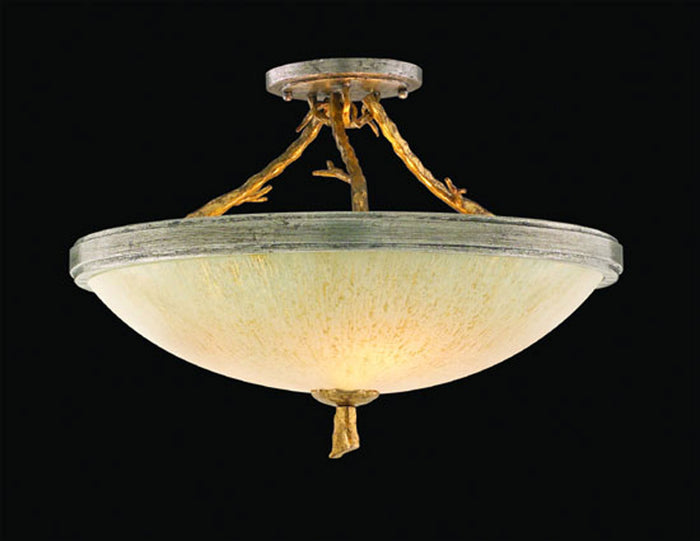 Corbett Lighting Three Light Semi Flush Mount from the Parc Royale collection in Vintage Gold Leaf finish