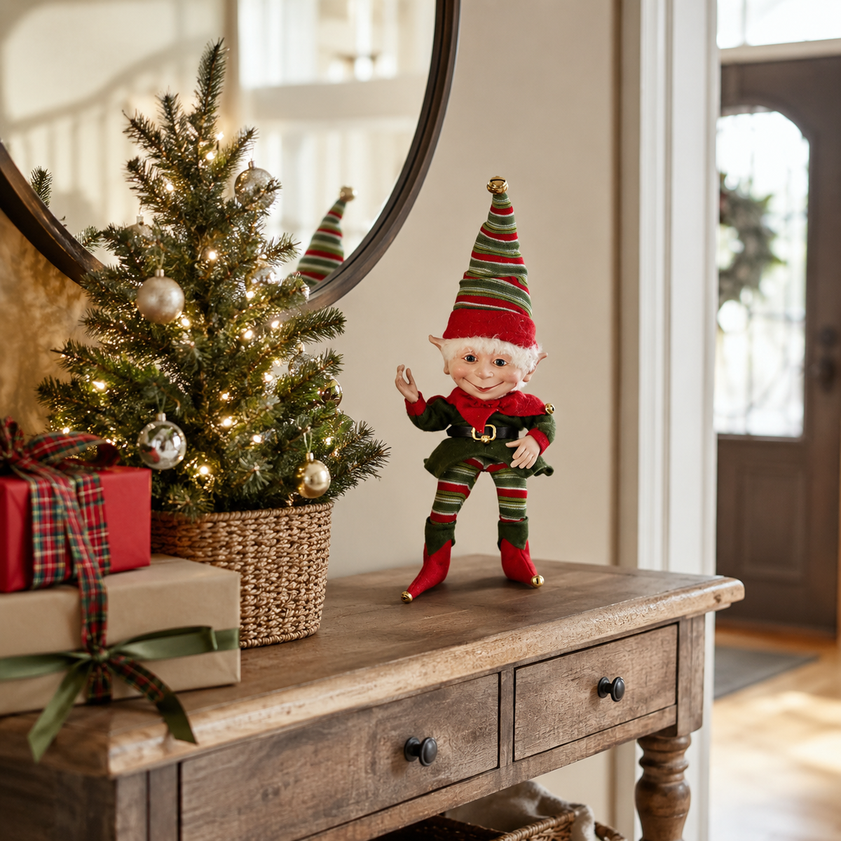 Design Shop Red and Green Posable Christmas Elf, 15"H