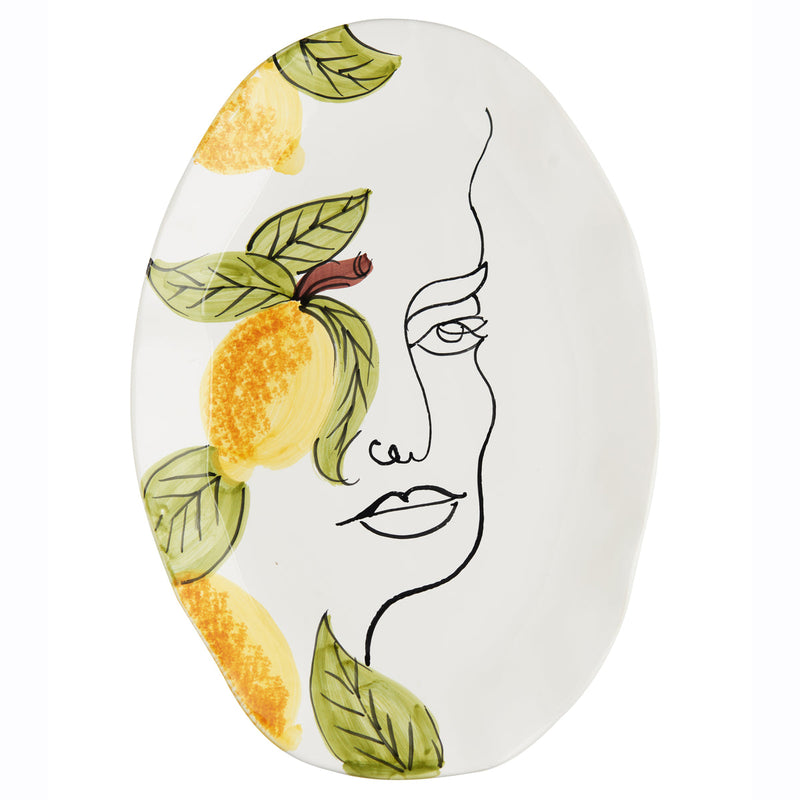 Abigails Lucia Oval Platter, Lemon