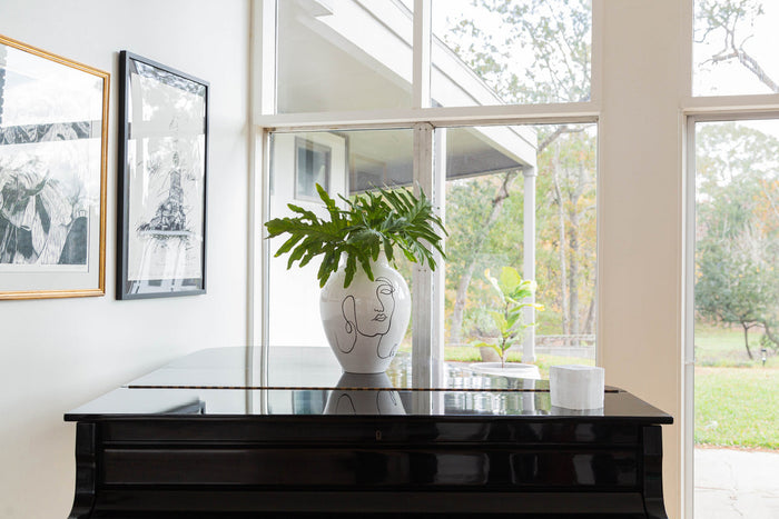 Abigails Lucia Large White Vase w/ Face