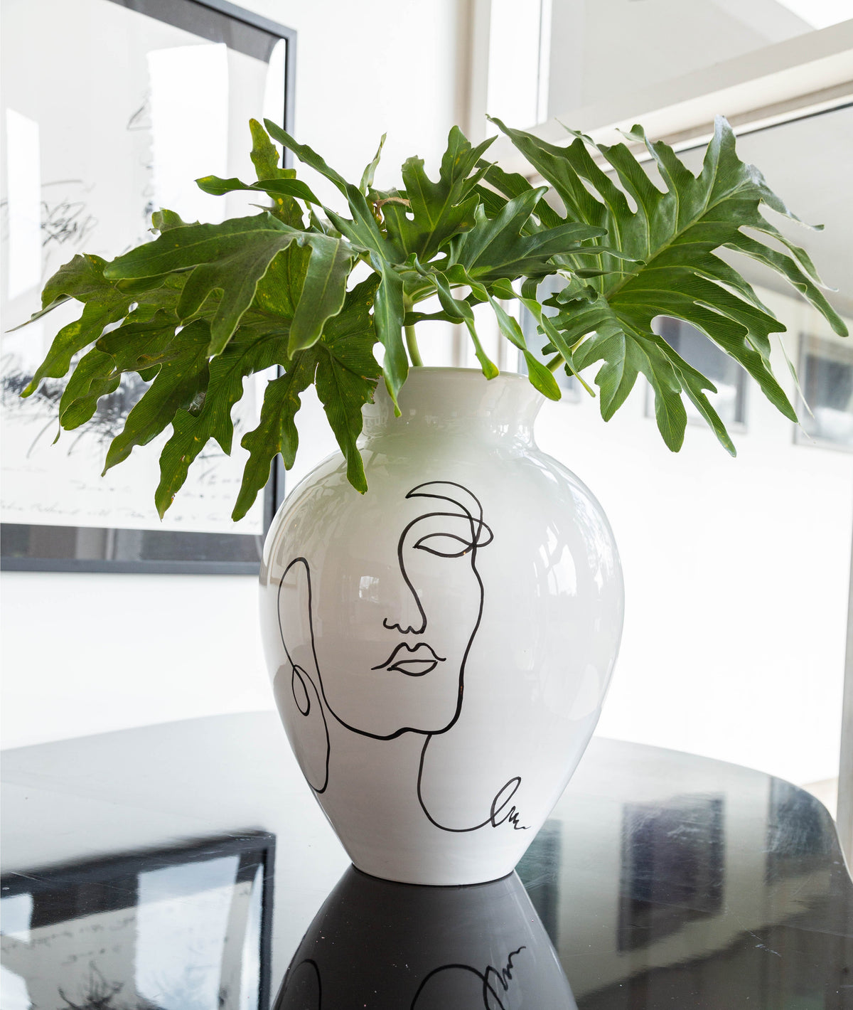 Abigails Lucia Large White Vase w/ Face