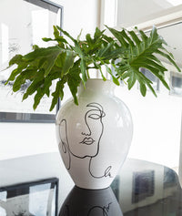 Abigails Lucia Large White Vase w/ Face