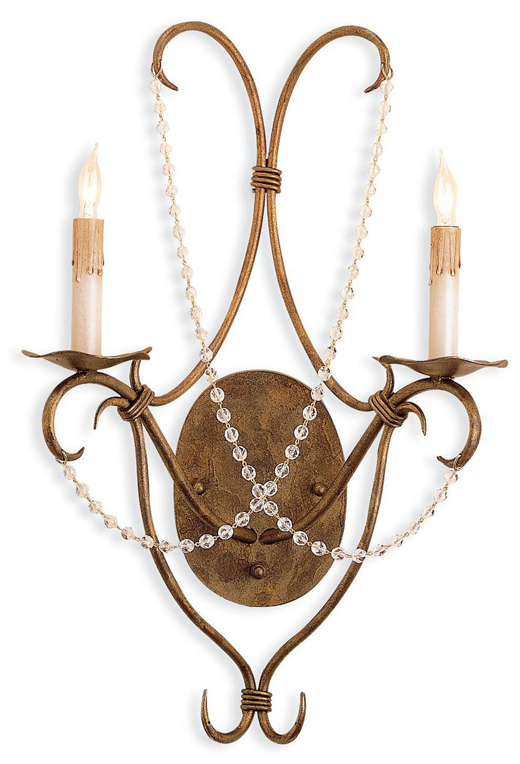 Currey and Company - 5880 - Two Light Wall Sconce - Crystal Lights - Rhine Gold/Clear