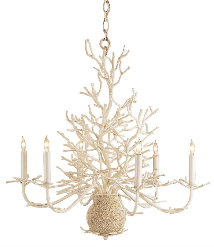 Currey and Company Six Light Chandelier from the Seaward collection in White Coral/Natural Sand finish
