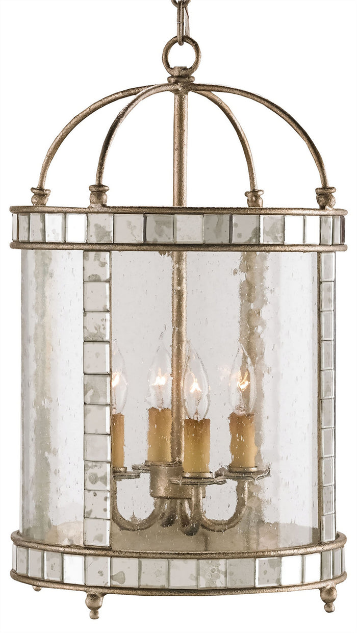Currey and Company Four Light Lantern from the Corsica collection in Harlow Silver Leaf/Antique Mirror finish