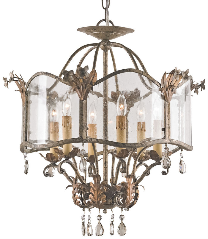 Currey and Company Six Light Lantern from the Winterthur collection in Viejo Gold/Viejo Silver finish