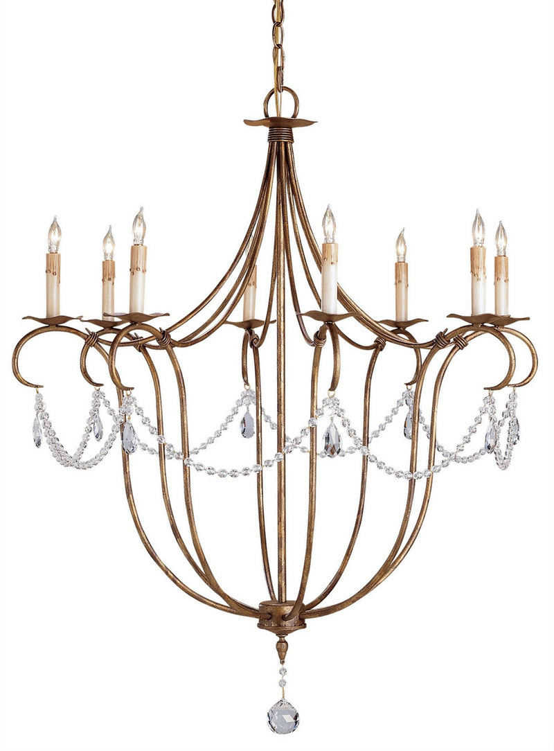 Currey and Company - 9881 - Eight Light Chandelier - Crystal Lights Collection - Rhine Gold