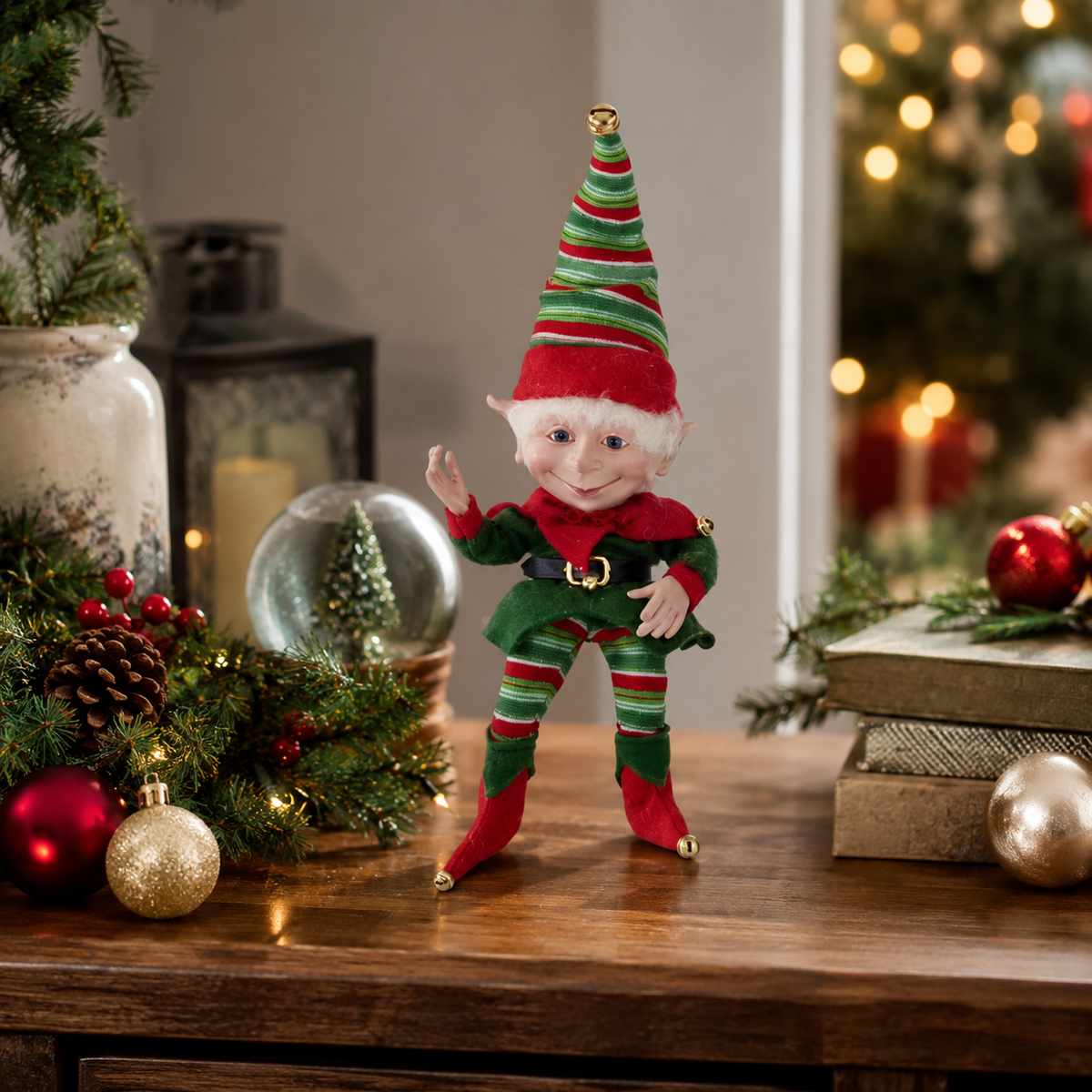 Design Shop Red and Green Posable Christmas Elf, 15"H