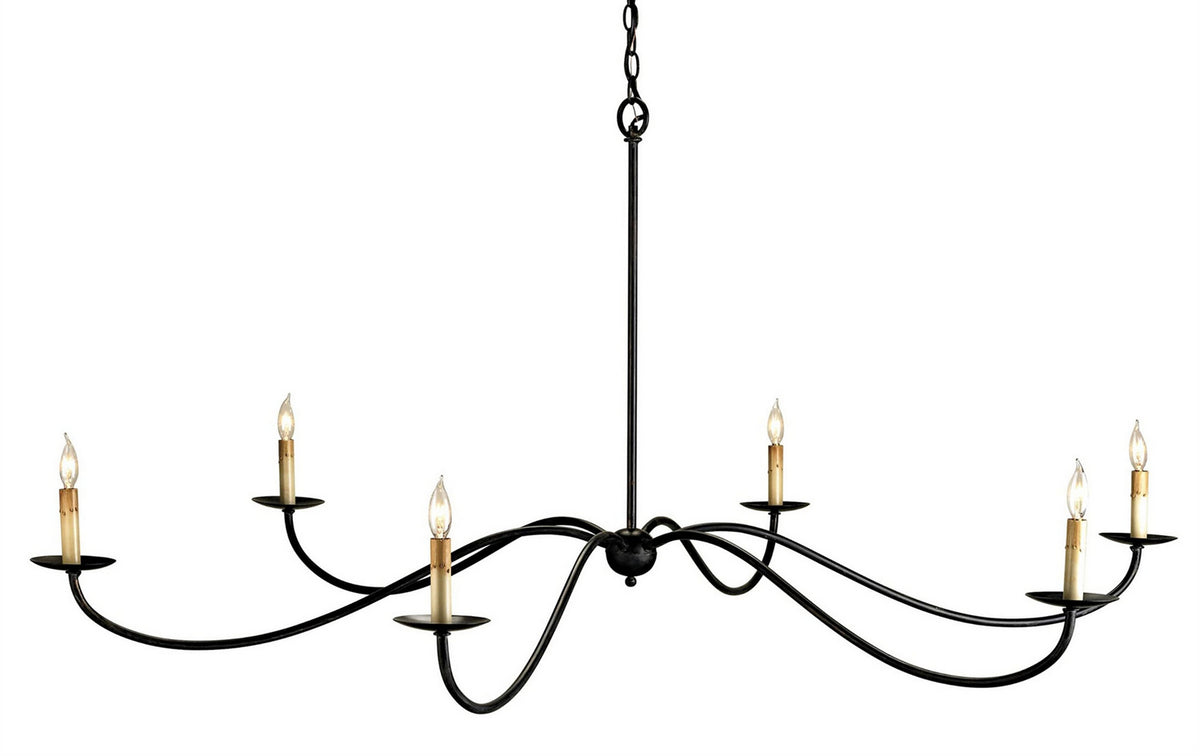 Currey and Company - 9267 - Six Light Chandelier - Saxon Collection - Zanzibar Black