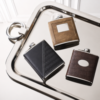 Design Shop Leather Flask Assortment 5.25", Set of 3