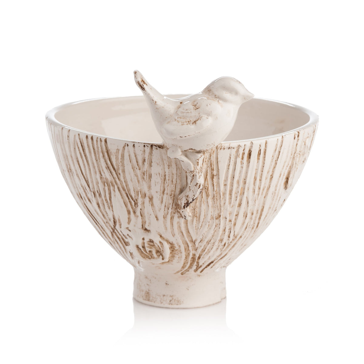 Abigails White Ceramic Bowl with Bird