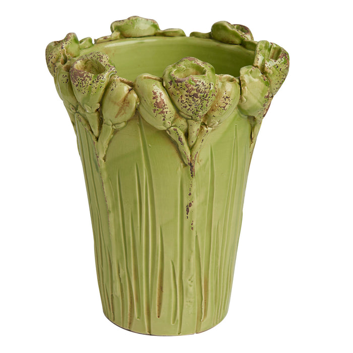 Abigails Les Fleur Green Vase, Flowers