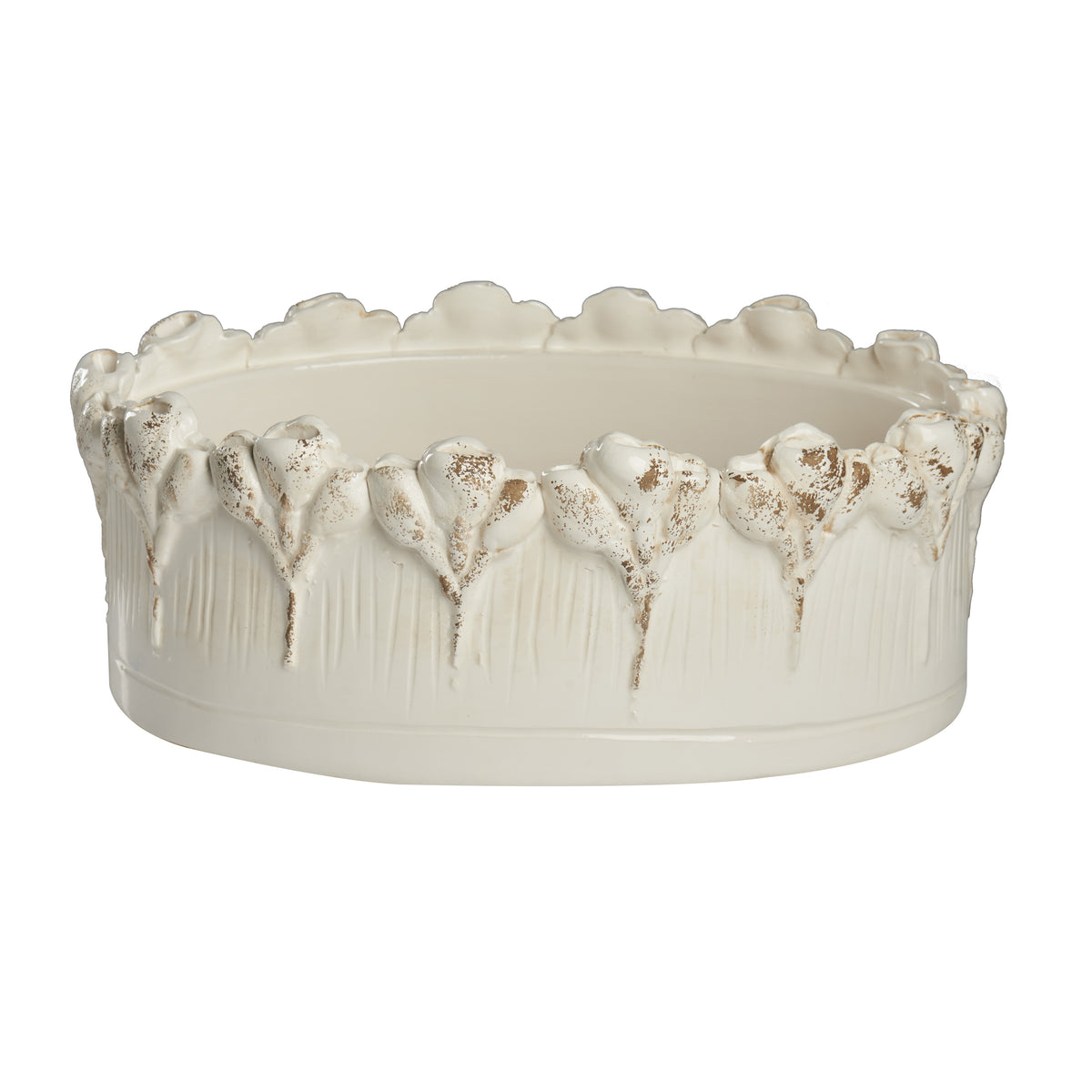 Abigails Les Fleur Oval Centerpiece, Ivory, Large