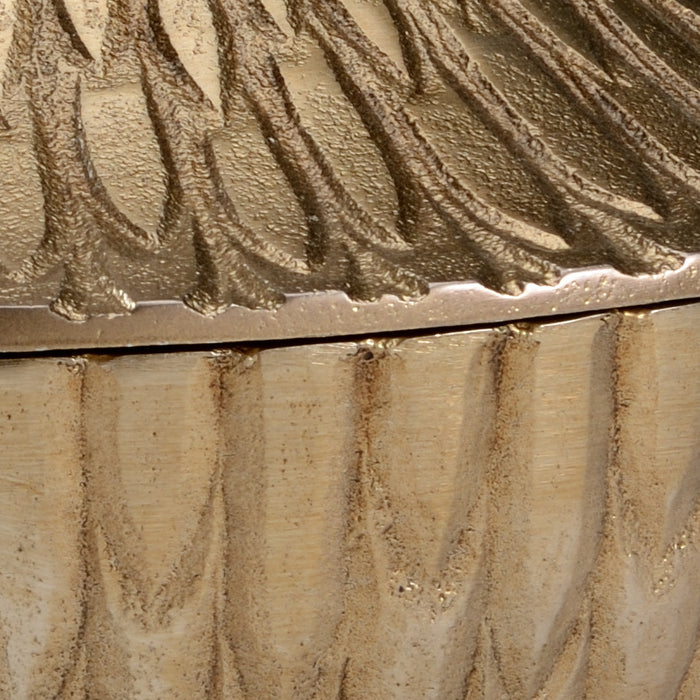 Close-up of a textured metallic surface with intricate patterns