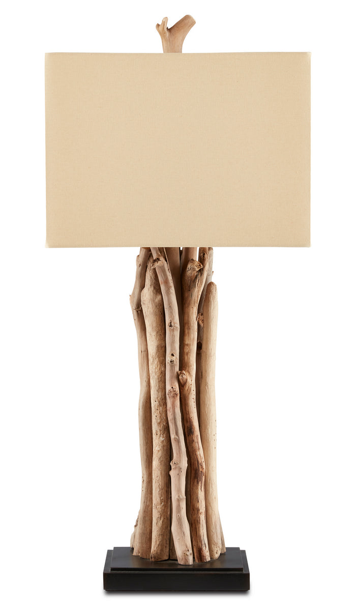 Currey and Company One Light Table Lamp from the Driftwood collection in Natural/Old Iron finish