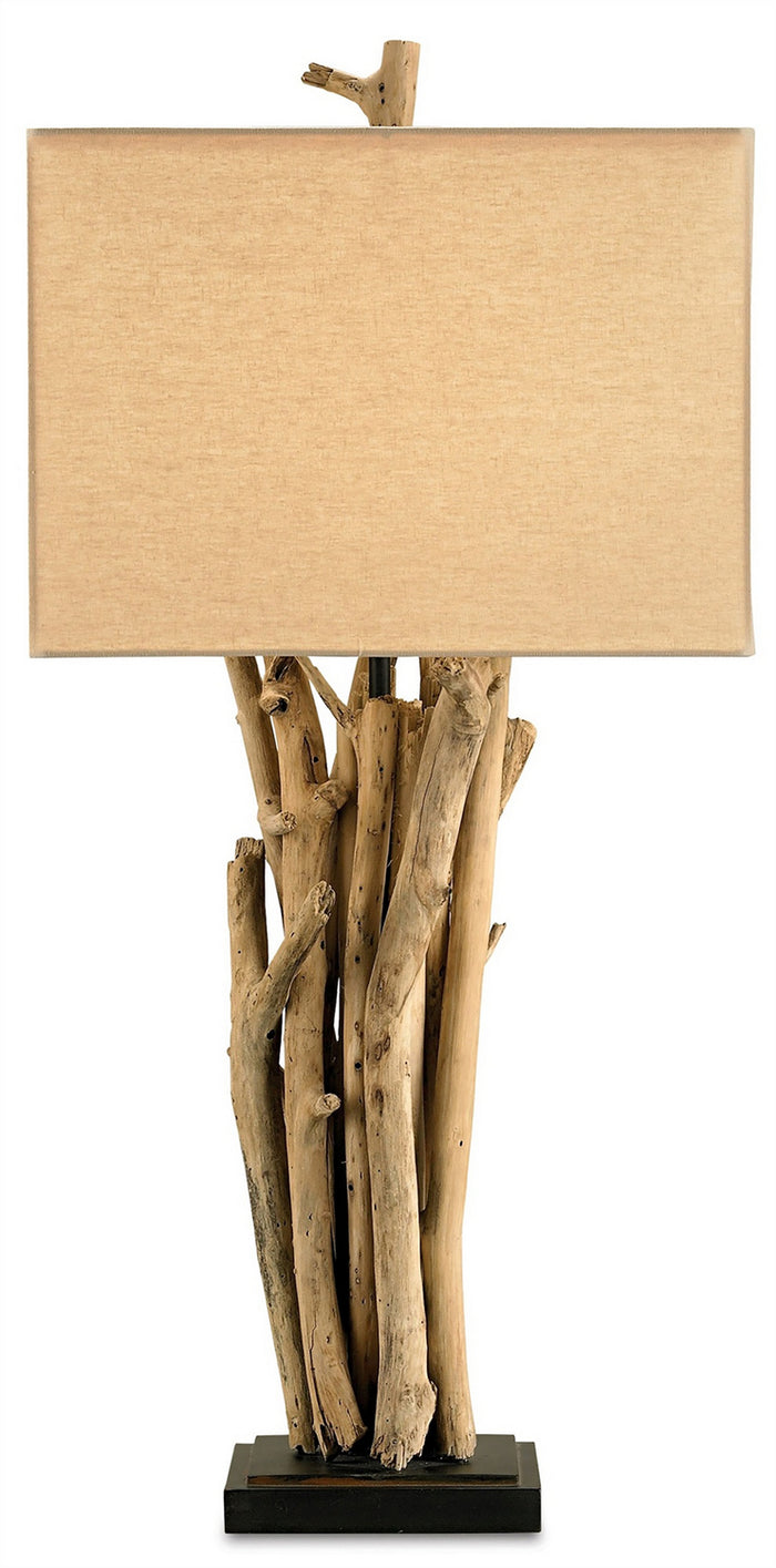 Currey and Company One Light Table Lamp from the Driftwood collection in Natural/Old Iron finish
