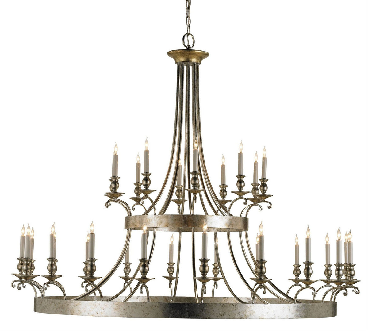 Currey and Company - 9582 - 30 Light Chandelier - Granello Silver Leaf/Antique Gold Leaf