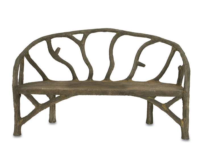 Currey and Company Bench from the Arbor collection in Portland/Faux Bois finish