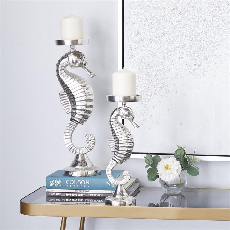 Design Shop  Silver Aluminum Candle Holder